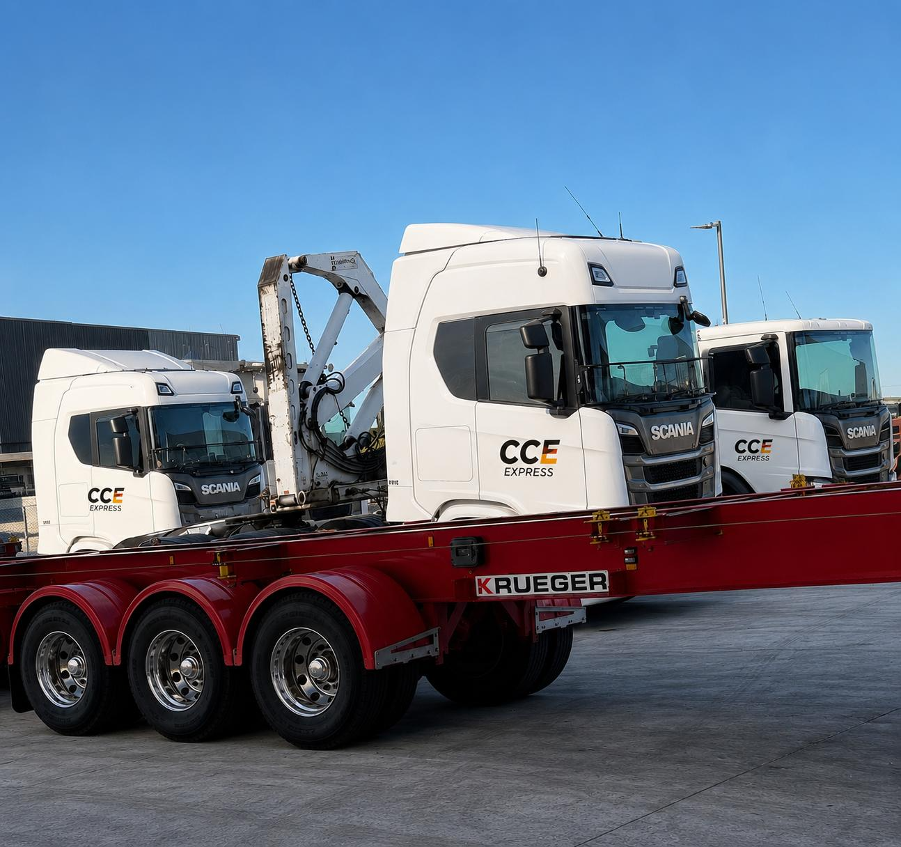 CCE Express Scania prime movers with Krueger skel trailer at the Port of Brisbane